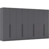 rauch Kleiderschrank Drehtürenschrank Schrank Garderobe Wäscheschrank Schlafzimmer AVOLA (in 3 verschiedenen Ausstattungen BASIC/CLASSIC/PREMIUM) mit hochwertigen Stangengriffen in Schwarz aus Metall MADE IN GERMANY grau 360 cm x 210 cm x 54 cm