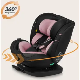 lionelo Bastiaan i-Size Kindersitz ab Geburt 0-36 kg Isofix Top Tether 360 Grad drehbar Rückwärts Vorwärts Seitenschutz 5-Punkt-Sicherheitsgurte Dri-Seat (Rosa Rose)