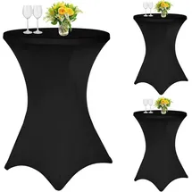 luxuskollektion Stehtischhusse Schwarz Ø 80 cm 3er Set