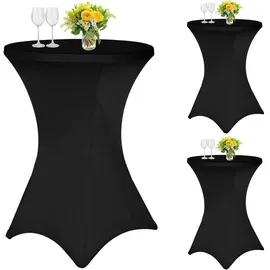 luxuskollektion Stehtischhusse Schwarz Ø 80 cm 3er Set