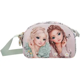 DEPESCHE 13312 TOPModel Kleine Umhängetasche Summer Feeling - Rosa, mit Model Motiv und Blumen Muster, Handtasche mit verstellbarem Gurt