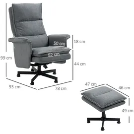 Homcom Massagesessel mit Fußhocker, elektrischer Relaxsessel mit Massagefunktion - 2 Jahre Gewährleistung - mind. 14 Tage Rückgaberecht - Grau