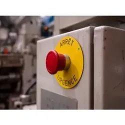 Schneider Electric ZBY9620 Schild Ø60 für Not-Halt-Taster, ARRESTO DE EMERGENZA/Logo ISO13850 - 5 Stück