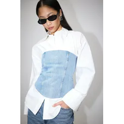 Gina Tricot - Remade denim corset - korsett-oberteile - Blau - M - Dame - Blau - M