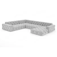 Sofa Dreams Sofa Stoff Samt Designer Samtstoff Sofa Polstersofa Menorca U Form Modern, Chesterfield grau