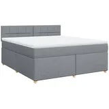vidaXL Boxspringbett mit Matratze Hellgrau 180x200 cm Stoff
