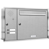 AL Briefkastensysteme 1 Fach Premium Edelstahl Unterputz Briefkasten Anlage für Post A4, modern, robust, wetterfest, Artikelnummer: 331T1U1K2SL