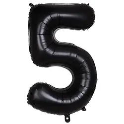 Folienballon "5", schwarz, 86 cm