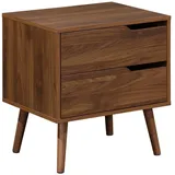 sweeek - Nachttisch mit Holzdekor, nussbaumfarben 2 Schubladen,