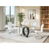 AYANE Esstisch - 6-Sitzer - gehärtetes Glas und MDF - grau und weiß - Grau