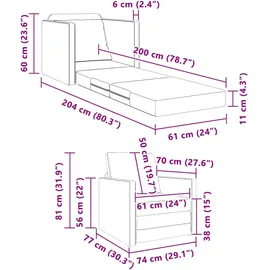 vidaXL Schlafsessel 2-in-1 Dunkelgelb 74x77x81 cm Samt