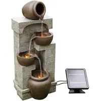 Teamson Home - Outdoor Solarbetriebenes Wasserspiel mit Lichtern, kaskadierendem Springbrunnen, 4-stöckigem Topf,