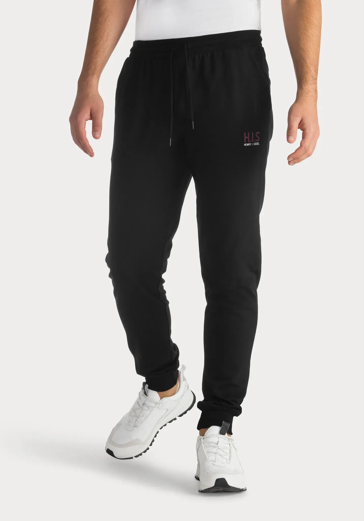 Sweathose H.I.S, Herren, Gr. 52/54 (L), N-Gr, schwarz, Sweatware, Obermaterial: 60% Baumwolle, 40% Polyester, unifarben, Basic, bequem lang, Hosen Sweathose, Jogginghose mit kleinem Logodruck