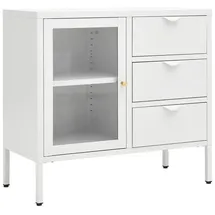 vidaXL Sideboard Weiß 75x35x70 cm Stahl und Hartglas