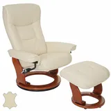 Robas Lund MCA Relaxsessel Halifax, Fernsehsessel Hocker, Echtleder 130kg belastbar ~ creme, honigfarben