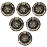 Creatwls 6 Stück Vintage Stil Ring Griff Knopf Möbelgriff Ziehgriff Schrank Schublade Ringgriff Ziehgriff Zink-Legierung Küche Türgriffe Schubladenknöpfe Kommode Griff