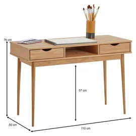 Idimex Schreibtisch Stefano Eiche farben - Bürotisch mit 2 Schubladen und Fach aus Massivholz, Home Office Tisch, moderner Arbeitstisch