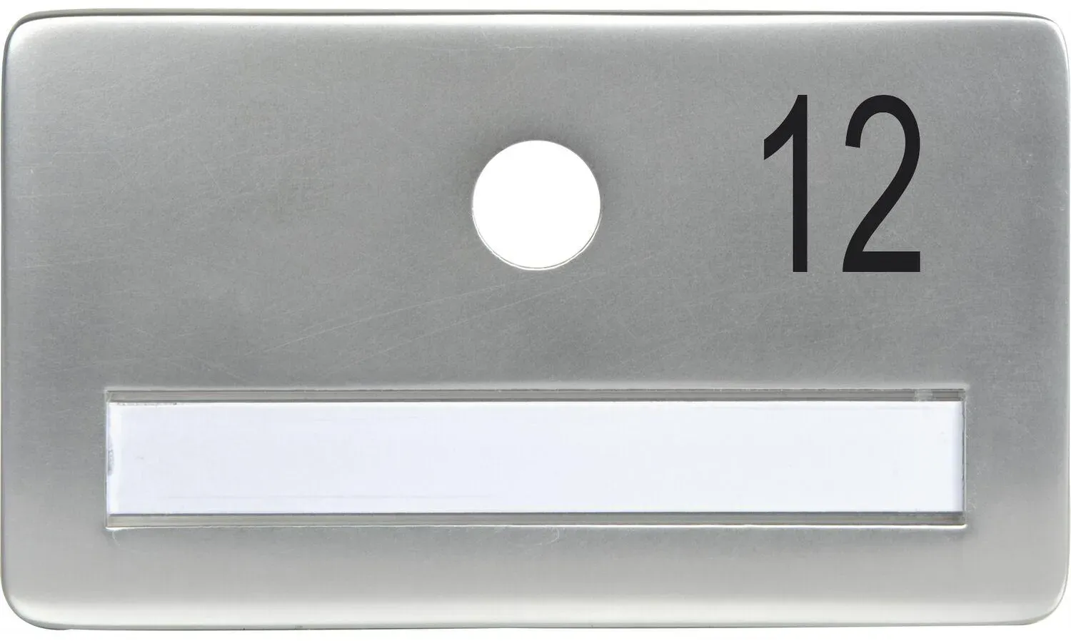 SOLIDO Namensschild ohne Spion, Bohrung ø 14, Alu silber eloxiert, Gravur Nr. 12