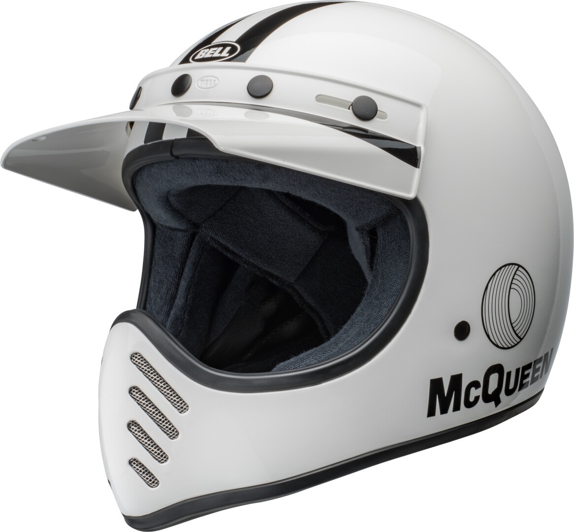 Bell Moto-3 Steve McQueen Motocross Helm, schwarz-weiss, Größe L für Männer