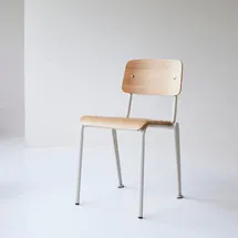 Tikamoon Esszimmerstuhl Mio Metall/Eschenholz weiß/beige