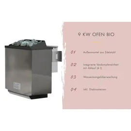 Karibu Saunafass inkl. 9 kW Bioofen + ext. Steuerung