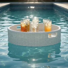 Relaxdays Schwimmendes Tablett Weiß 60 cm