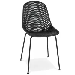 Perforierter Kunststoff Stuhl mit Mikroperforation | Schwarzer Designer Gartenstuhl für optimale Luftzirkulation | Modernes Design| Kadima Design