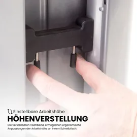 bümö höhenverstellbarer Eckschreibtisch U-Serie 200x120 graphit, Gestell in weiß - Schreibtisch L Form, großer Tisch für's Büro, Computertisch