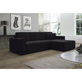Fun Möbel Ecksofa Schlafsofa Sofa CONOR Stoff Kronos schwarz