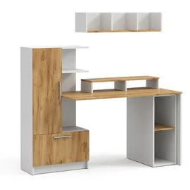 Vicco Schreibtisch Tomy, Weiß/Goldkraft Eiche, 150 x 59 cm 4er Set, Vicco