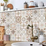 Fliesenaufkleber 15x15 Beige Orange Marokko Mosaikfliesen Wasserdicht Klebefliesen Ölfest Fliesenaufkleber Bad Fliesenfolie Dekorieren Fliesenaufkleber Küche 24 Stück