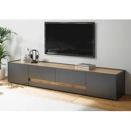 furn.design Center TV-Lowboard 223 cm Grau/Eiche Holzwerkstoff
