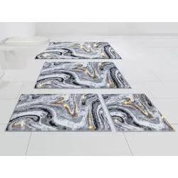 Badematte MY HOME "Gloria" Gr. 4, grau (grau, goldfarben), H:20mm, Polyacryl, Badematten, goldfarbene Akzente durch Glitzer-Garn, Marmor-Design, Made in Europe