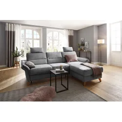 Ecksofa HOME AFFAIRE "Westerland L-Form", grau, B:252cm H:90cm T:162cm, 100% Polyester, Sofas, Federkern-Polsterung, wahlweise mit Bettfunktion, Bettkasten