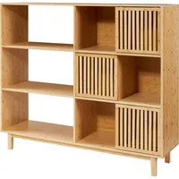 [en.casa] Bücherregal Ypäjä 128 x 147 x 39 cm Beige