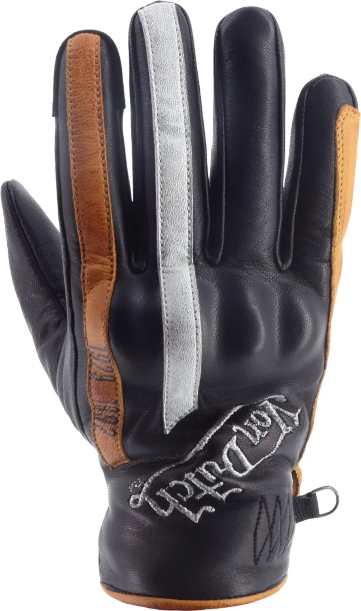 Von Dutch X Helstons Hawk Motorrad Handschuhe, schwarz-weiss-gold, Größe XL für Männer