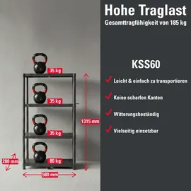 Kistenberg Werkstattregal Schwerlastregal Steckregal Keller 185kg 580x280x1315mm