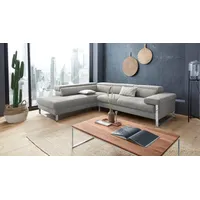 W.SCHILLIG Ecksofa finn, toller Sitzkomfort, L-Form, hochwertige Verarbeitungsdetails, German Design Award 2016, Fußgestell Chrom glänzend, Breite 281 cm grau
