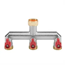 Bradas 3-fach-Verteiler Kugelhahn Messing mehrfarbig