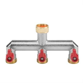 Bradas 3-fach-Verteiler Kugelhahn Messing mehrfarbig