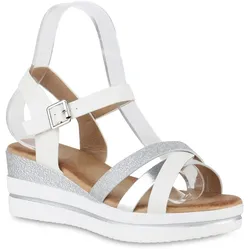 Damen Plateau Sandaletten in Weiss