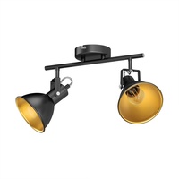 Ledscom.de Deckenleuchte RISI, E14, zweiflammig, schwarz-gold, Metall, inkl. LED