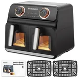 Tectake Heißluftfritteuse Samurai 2 Garräume, je 4 l, 2400 W,