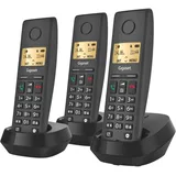 Gigaset Pure 220 Trio - 3 Schnurlose DECT-Telefone - mit Call-Block-Taste und Freisprechfunktion - Hörgerätekompatibel - Adressbuch, anthrazit schwarz [Kompatibel in DE, IT, FR, NL, BE, Che, AUT]