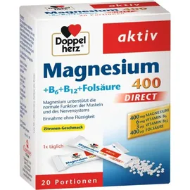 Doppelherz Aktiv Magnesium 400 Direct + B6 + B12 + Folsäure Pellets 20 St.