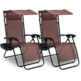 SereneLife Sonnenliege 2er Set klappbar 120 x 60 x 30 cm Braun