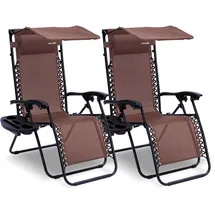 SereneLife Sonnenliege 2er Set klappbar 120 x 60 x 30 cm Braun