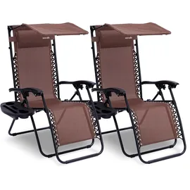 SereneLife Sonnenliege 2er Set klappbar 120 x 60 x 30 cm Braun