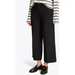 Webhose TOMMY HILFIGER "Low Normal Waist Bi-Stretch", Damen, Gr. 34, N-Gr, schwarz, Web, Obermaterial: 65% Polyester, 28% Viskose, 7% Elasthan, unifarben, casual, weit knöchelfrei, Hosen, Gürtelschlaufe, elastisch, pflegeleicht bügelfrei, Business casual