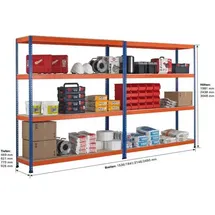 Schulte Weitspannregal Z1 B1841xT469xH2438 mm Grundfeld 4 Spanplatten Fachlast 610kg - Artikel: 7830493190